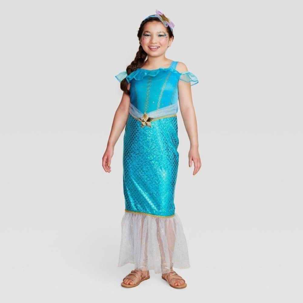 NWT Kids Hyde & Eek Mermaid Halloween Costume Dress with Headpiece - 8-10 Medium